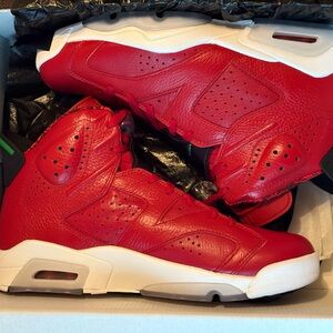 Jordan 6s - Spizike Bold Red Leather High-Top Sneakers